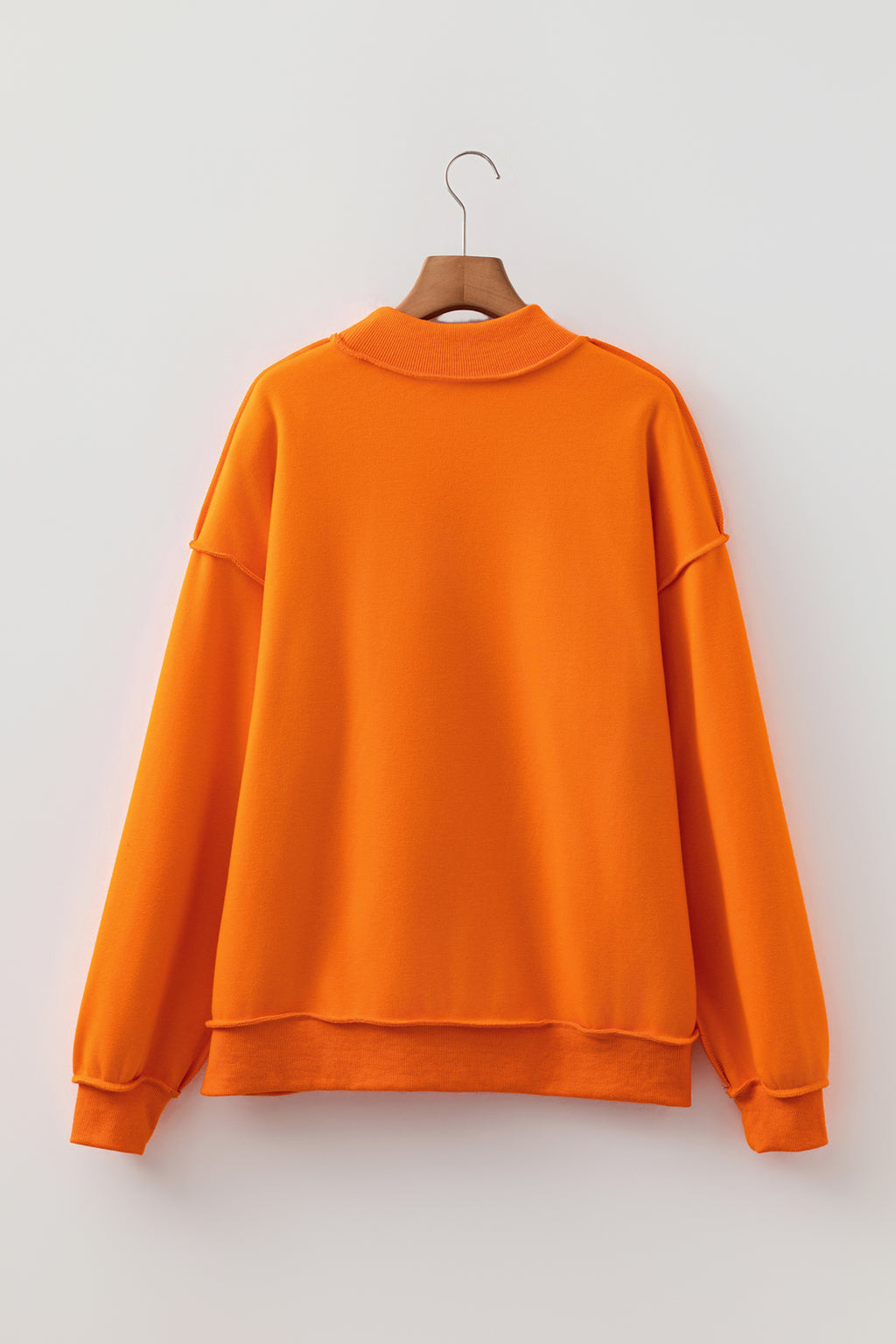 Coffee Oversize Drop Shoulder Reversible Mock Neck Sweatshirt