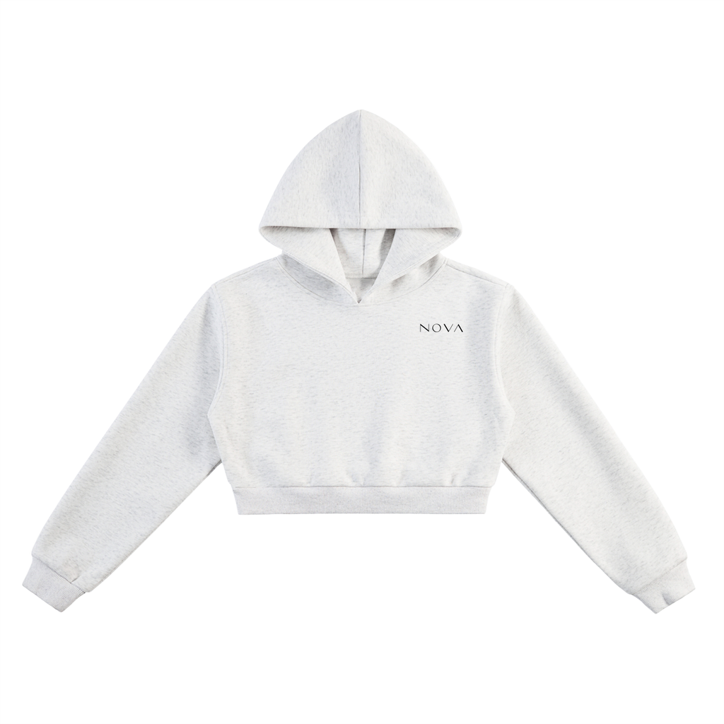 Essential Cropped Hoodie in Flower Gray