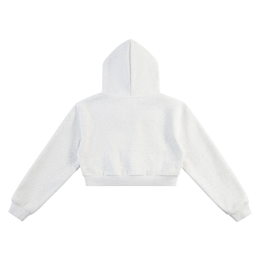 Essential Cropped Hoodie in Flower Gray