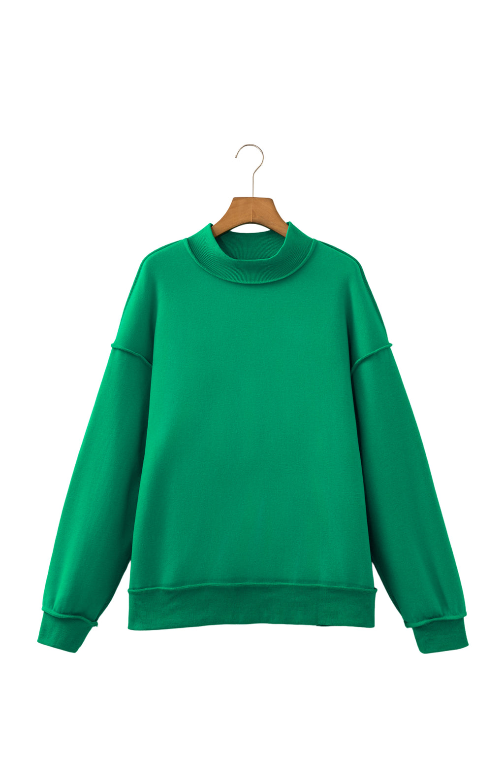 Coffee Oversize Drop Shoulder Reversible Mock Neck Sweatshirt