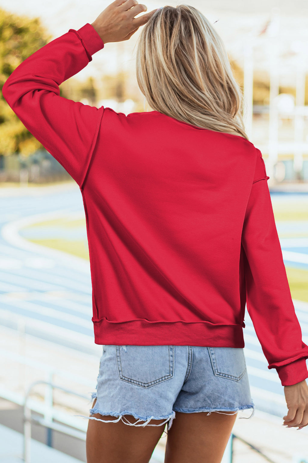 Racing Red American Flag/ USA Double Side Print Reversible Mock Neck Sweatshirt