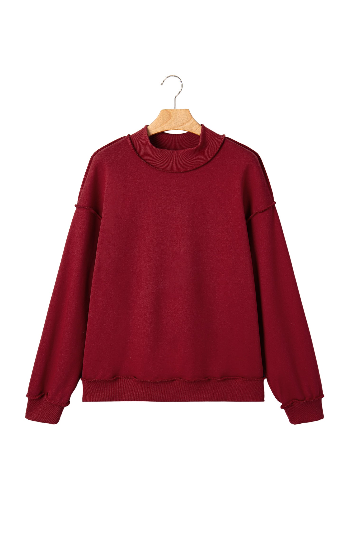 Coffee Oversize Drop Shoulder Reversible Mock Neck Sweatshirt