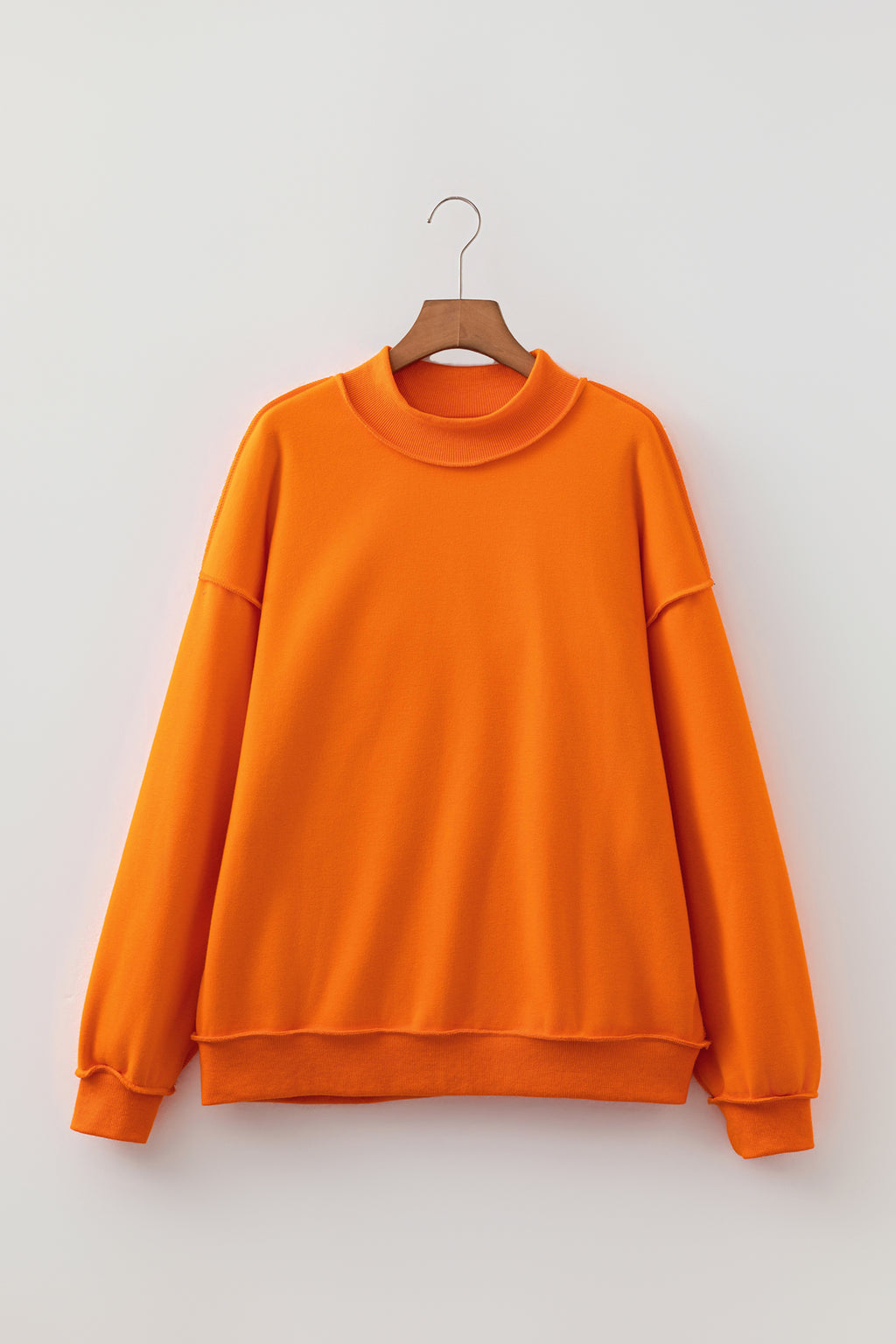 Coffee Oversize Drop Shoulder Reversible Mock Neck Sweatshirt
