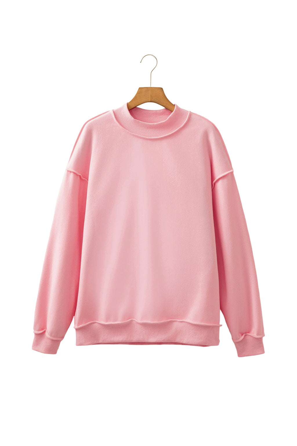 Coffee Oversize Drop Shoulder Reversible Mock Neck Sweatshirt