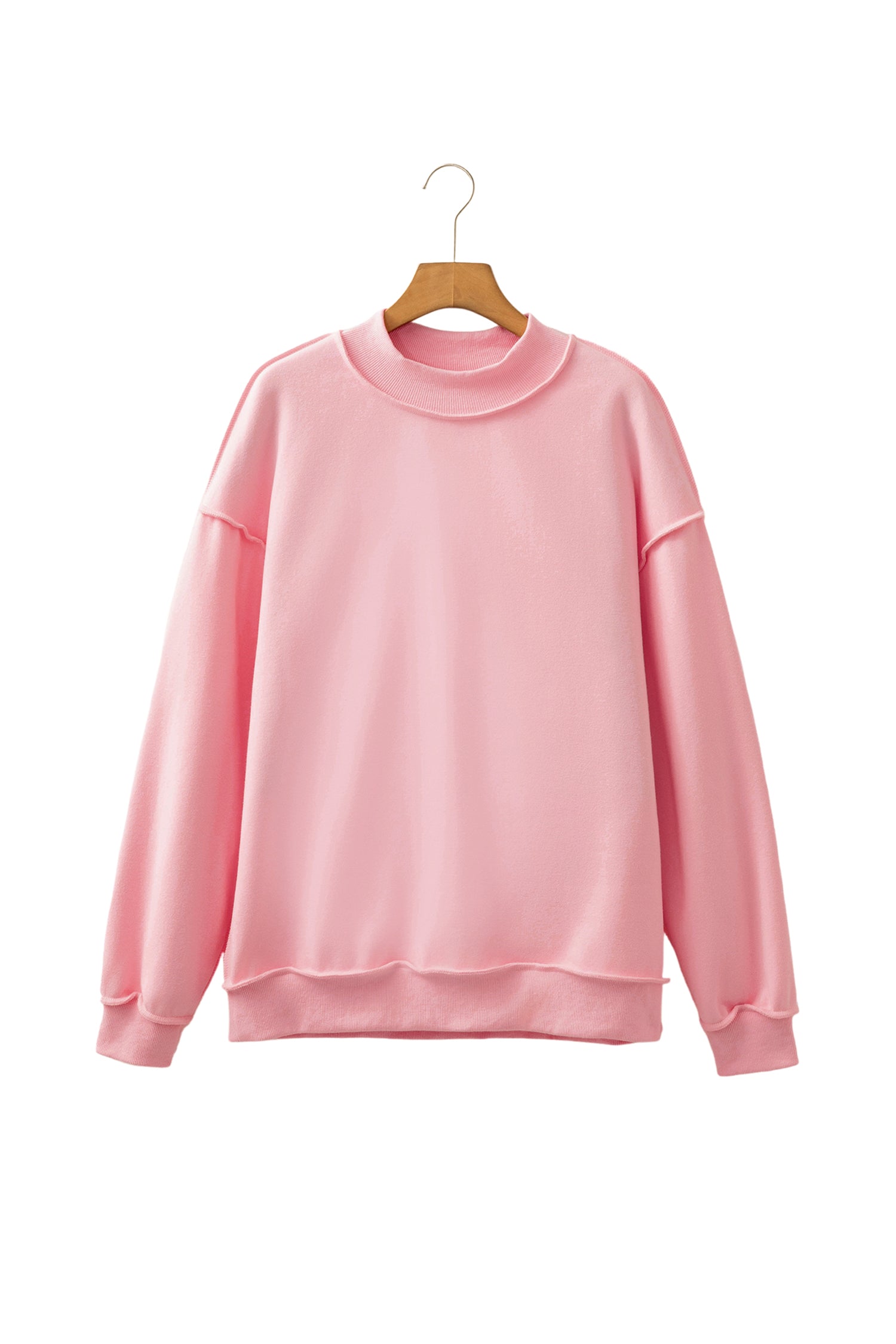 Coffee Oversize Drop Shoulder Reversible Mock Neck Sweatshirt