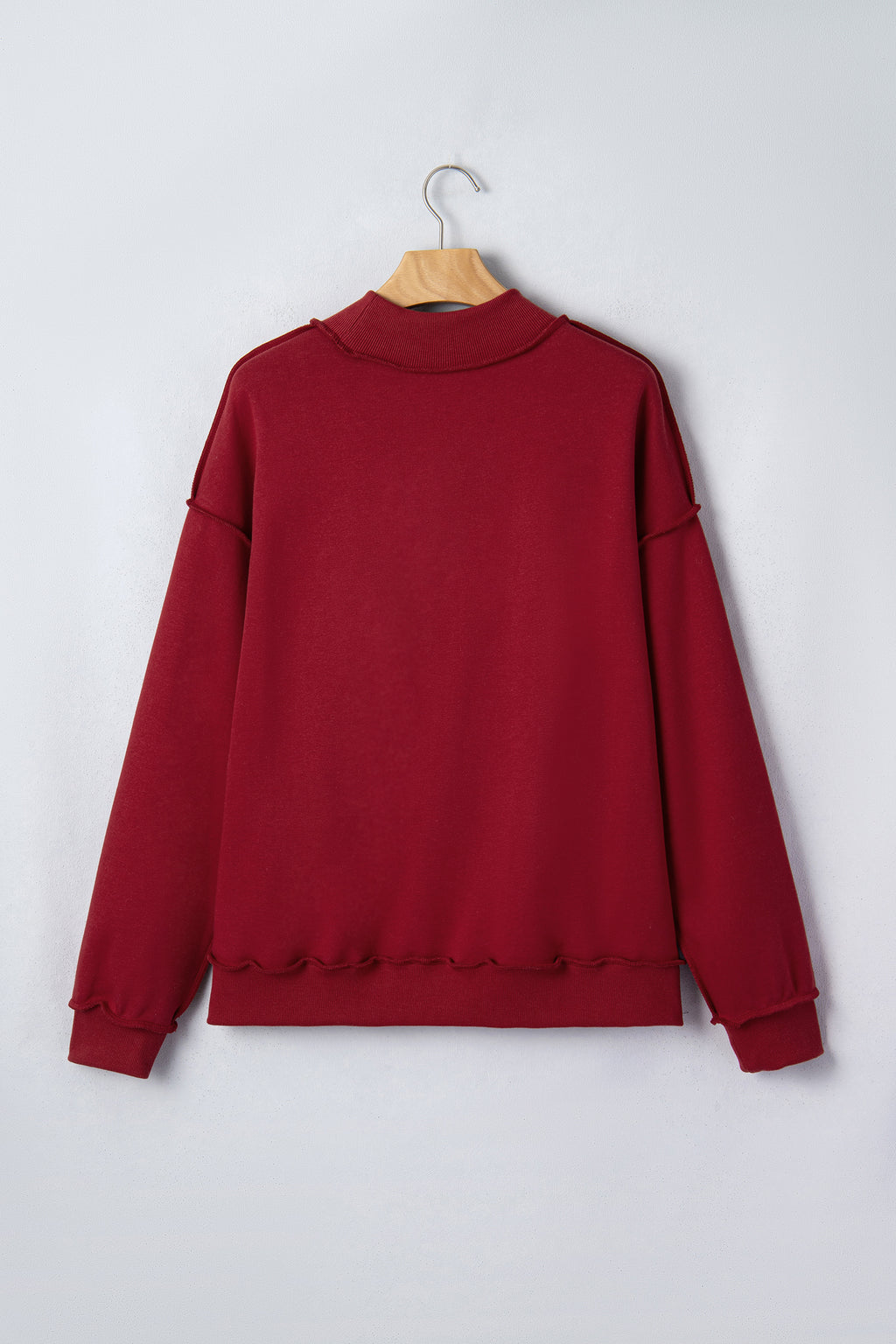 Coffee Oversize Drop Shoulder Reversible Mock Neck Sweatshirt