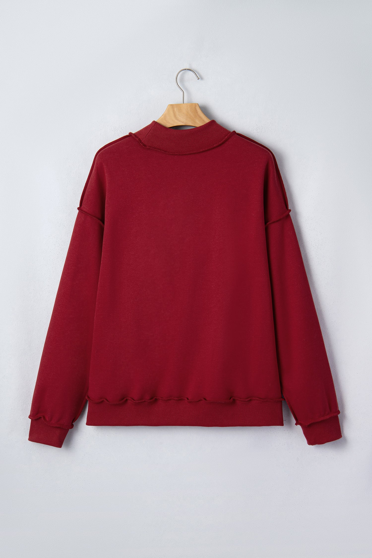Coffee Oversize Drop Shoulder Reversible Mock Neck Sweatshirt