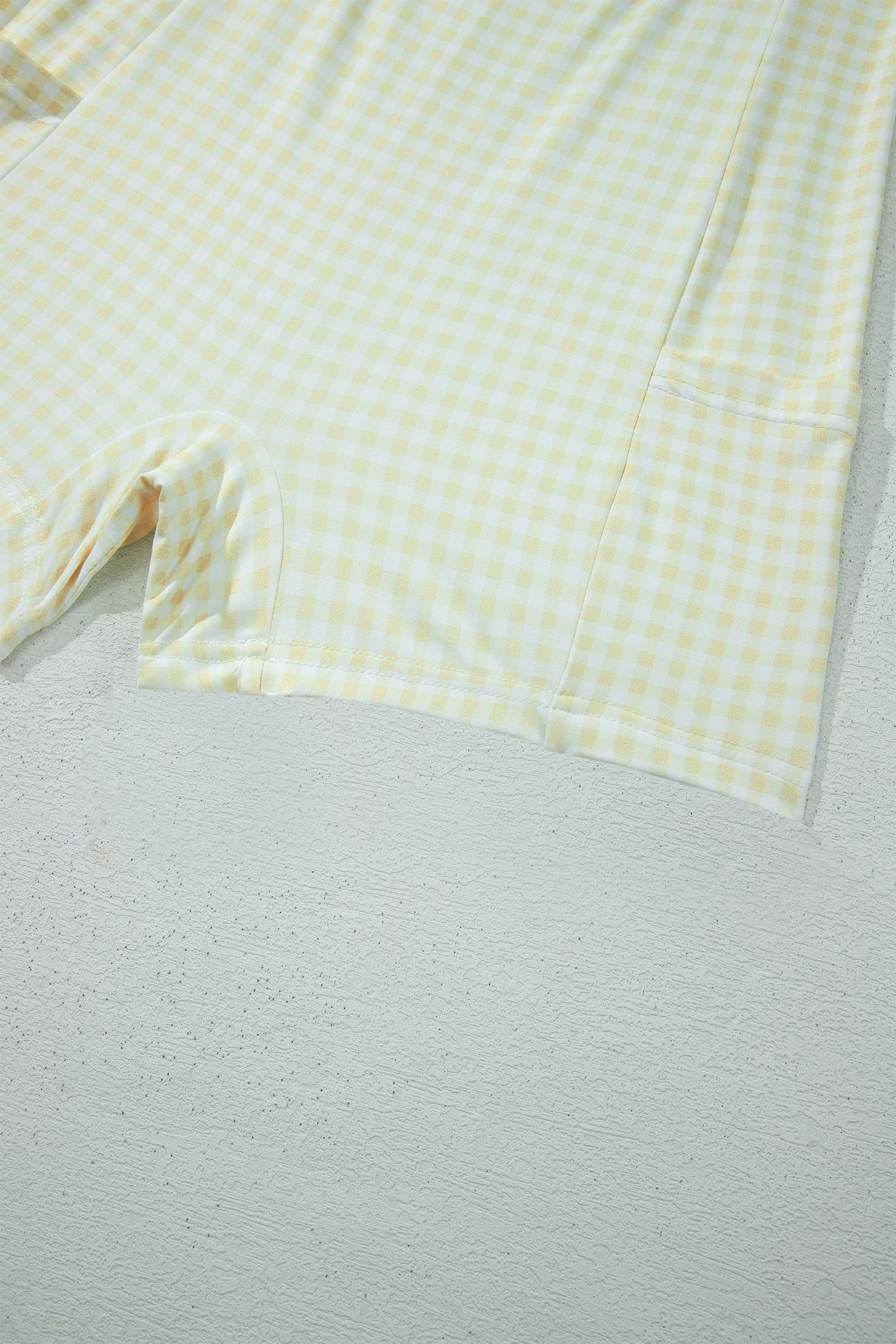 White Faux Two Piece Gingham Contrast Patchwork Loose Mini Dress