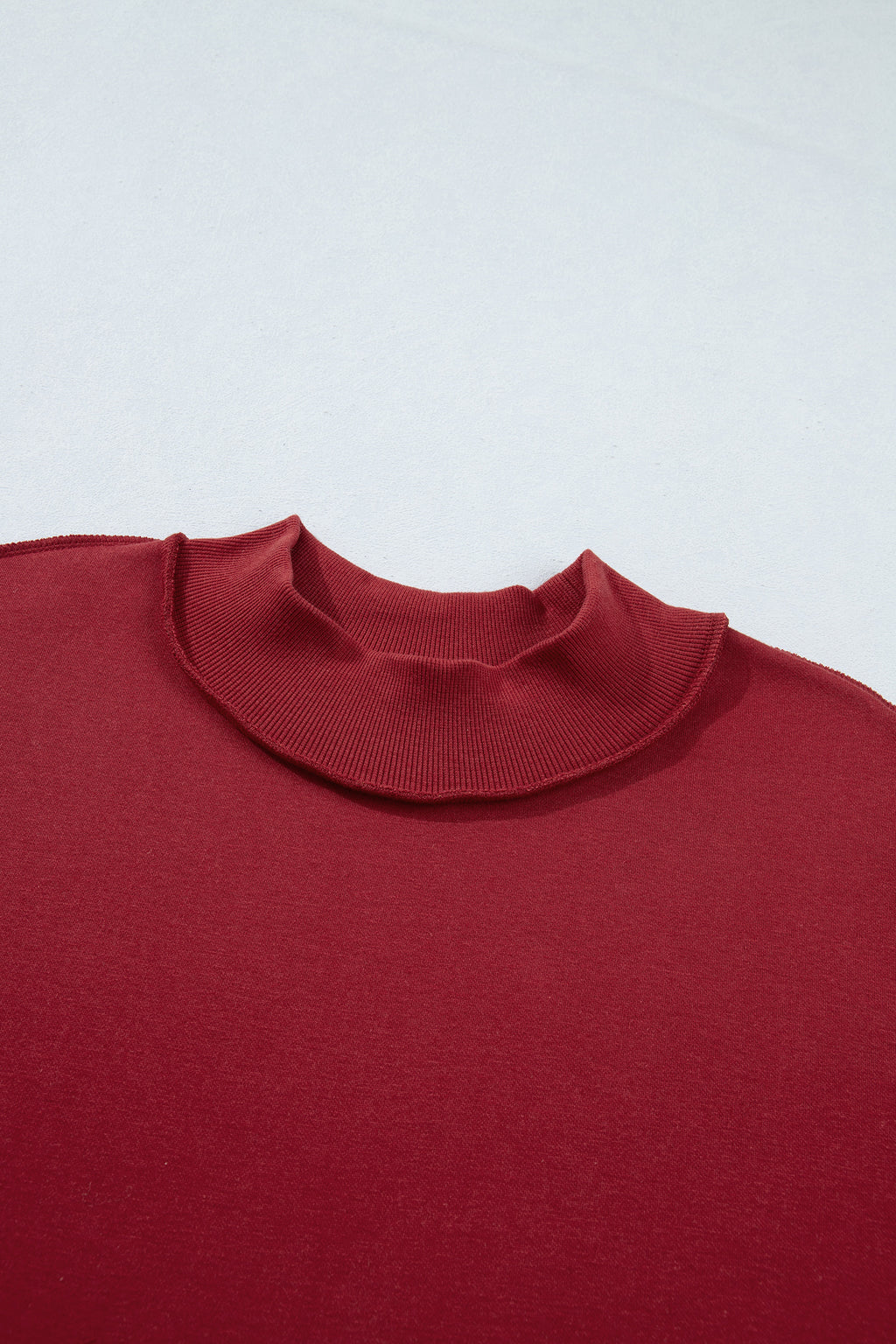 Coffee Oversize Drop Shoulder Reversible Mock Neck Sweatshirt