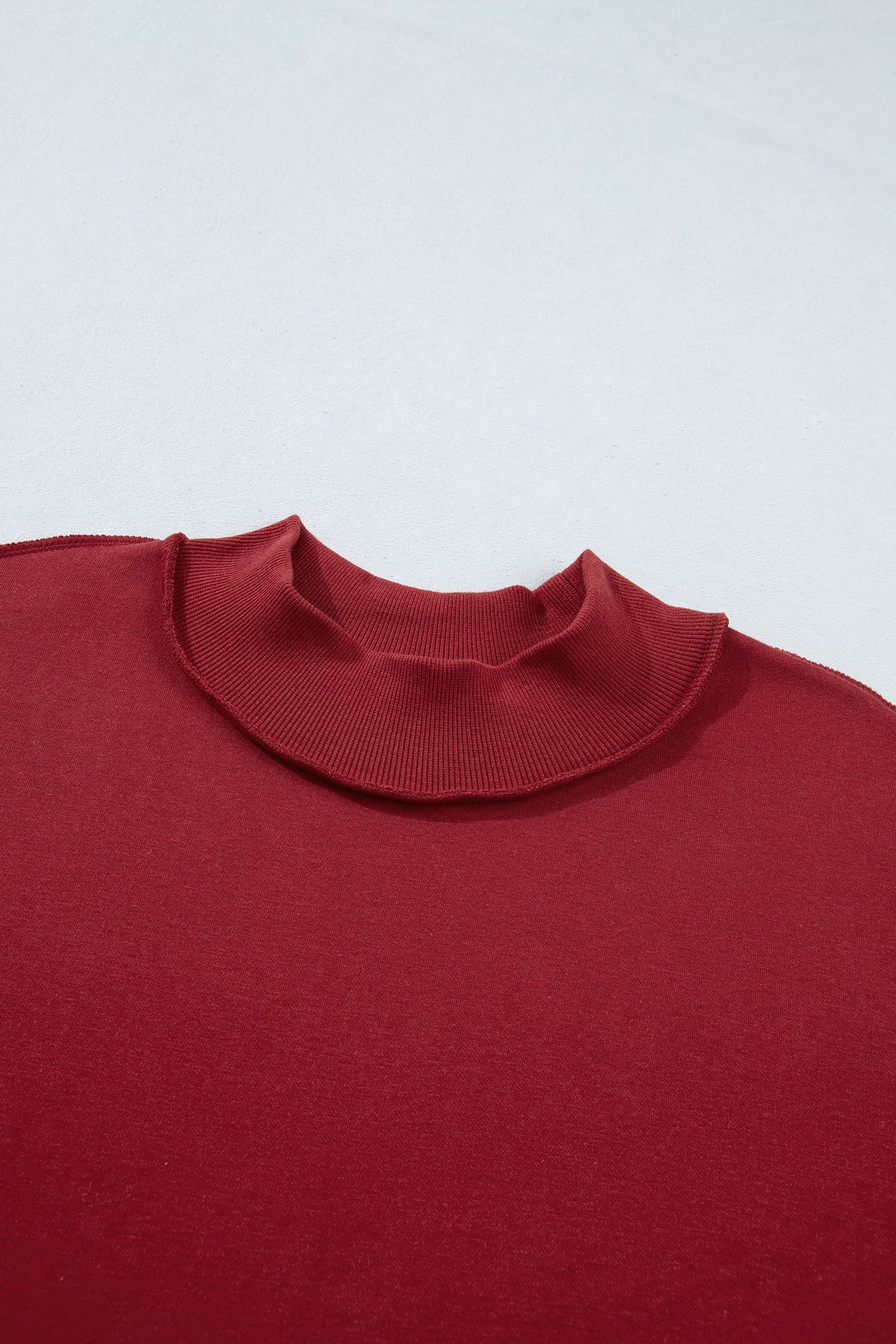 Coffee Oversize Drop Shoulder Reversible Mock Neck Sweatshirt