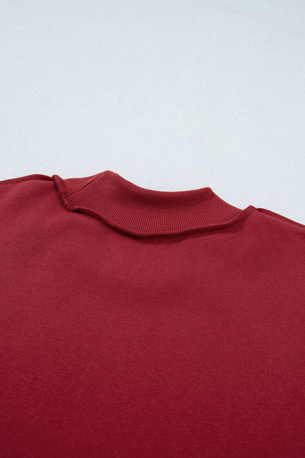 Coffee Oversize Drop Shoulder Reversible Mock Neck Sweatshirt