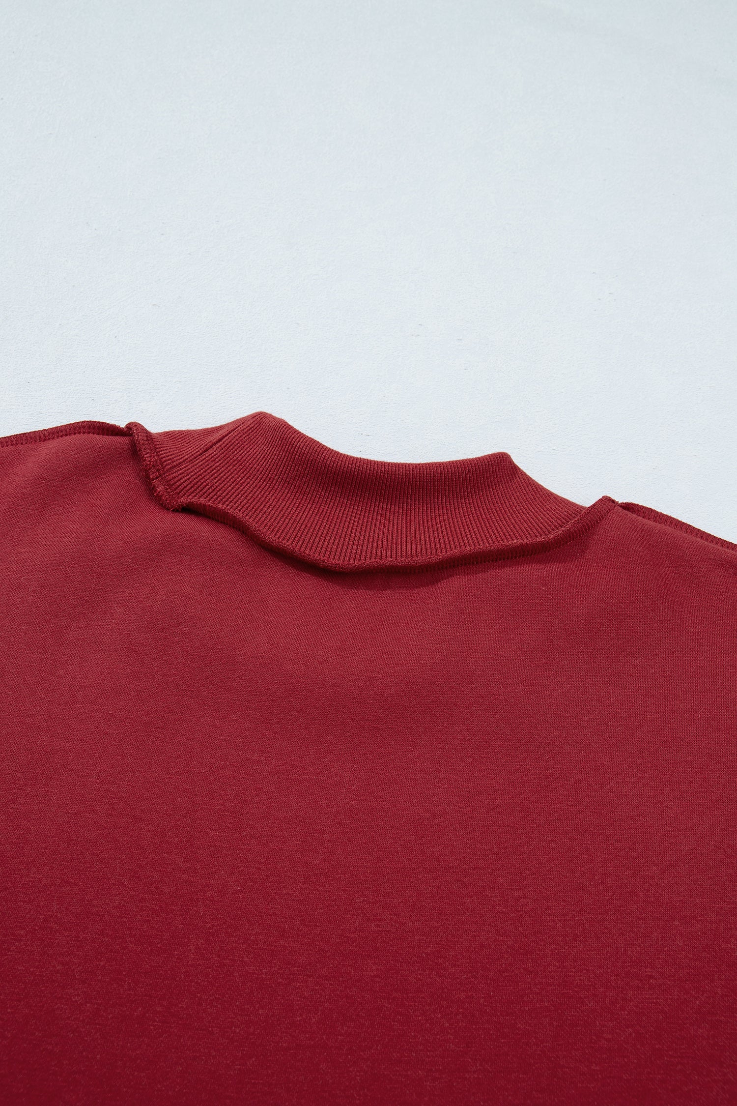 Coffee Oversize Drop Shoulder Reversible Mock Neck Sweatshirt