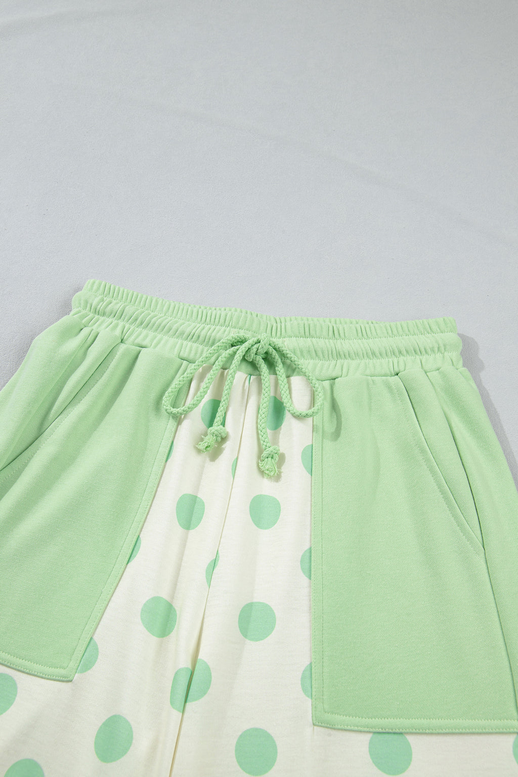Sky Blue Color Block Patchwork Polka Dot Wide Leg Pant Set