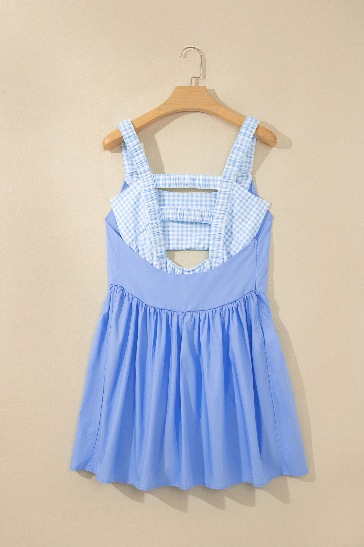 White Faux Two Piece Gingham Contrast Patchwork Loose Mini Dress