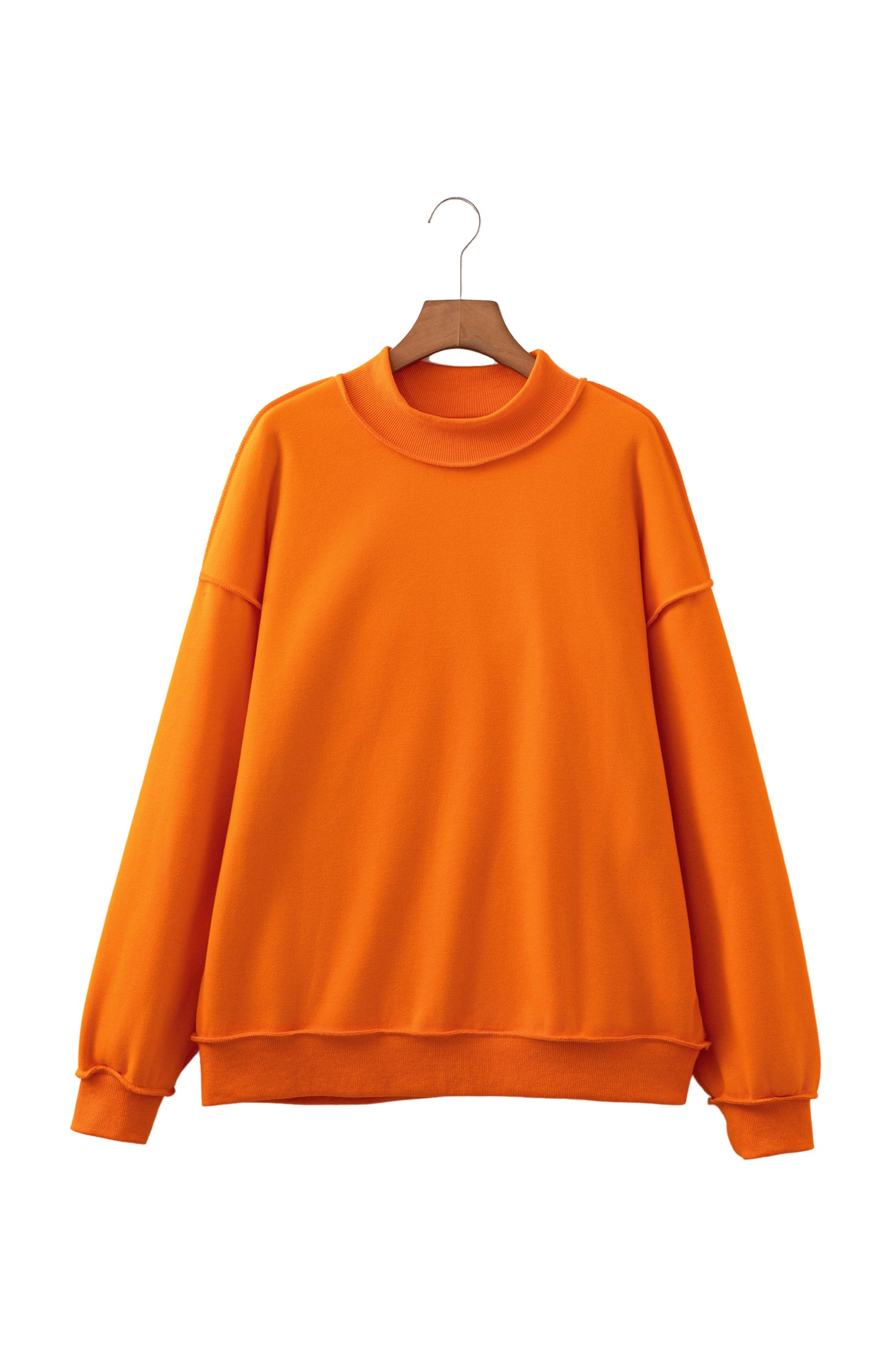 Coffee Oversize Drop Shoulder Reversible Mock Neck Sweatshirt