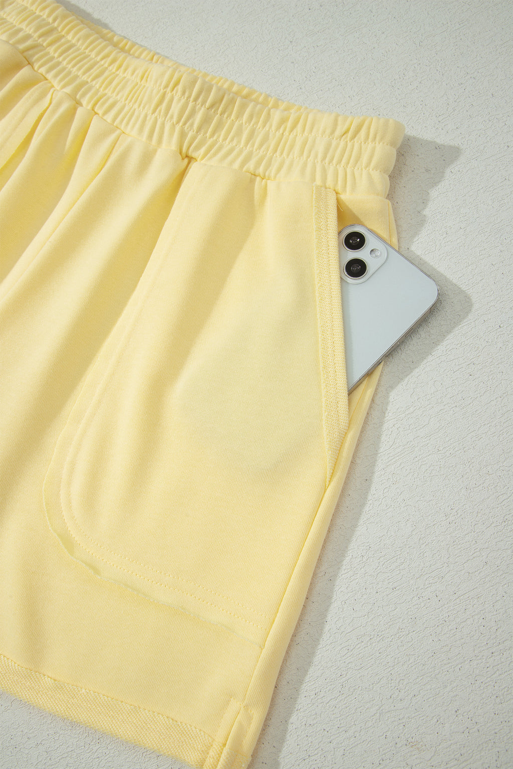 Mist Blue Loose Polo Tee Elastic Waist 2pcs Short Set